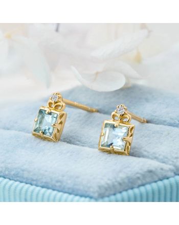 Natural Aquamarine Square Stud Earrings | TB2205