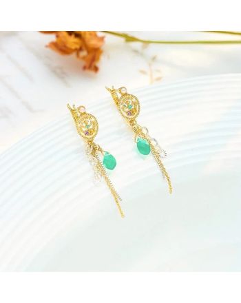 14K Gold Plated Natural Chalcedony Dangle Earrings | TB2123