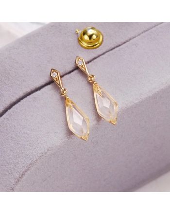 Natural Clear Quartz Dangle Earrings, Teardrop Crystal Earrings | HJZB-006