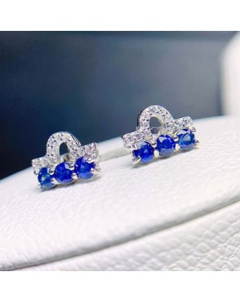 925 Sterling Silver Sapphire Stud Earrings Sapphire Jewelry | FME - E210