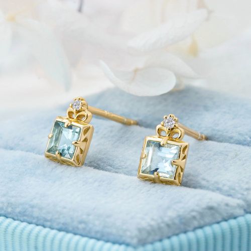 Natural Aquamarine Square Stud Earrings | TB2205