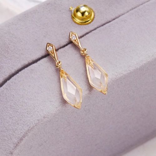 Natural Clear Quartz Dangle Earrings, Teardrop Crystal Earrings | HJZB-006