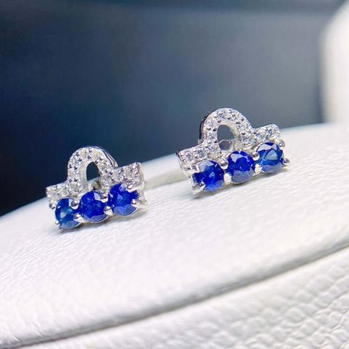 925 Sterling Silver Sapphire Stud Earrings Sapphire Jewelry | FME - E210