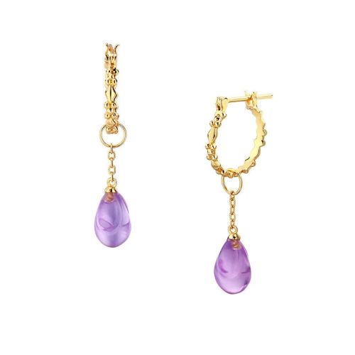 Natural Amethyst Teardrop Earrings Aquarius Earrings | TB1595